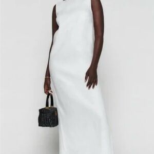 Reformation White Asymmetrical Maxi Dress